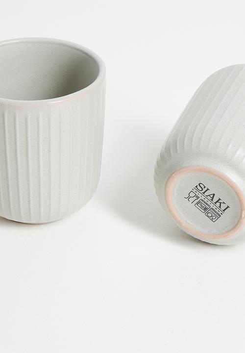 Excellent Houseware - Embossed mug set of 4 - Grey
