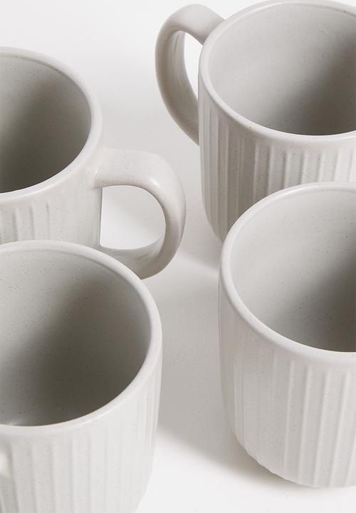Excellent Houseware - Embossed mug set of 4 - Grey