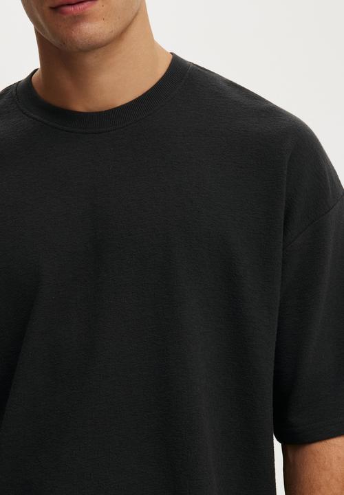 Cotton On - Cropped fit T-shirt - Washed Black Terry 