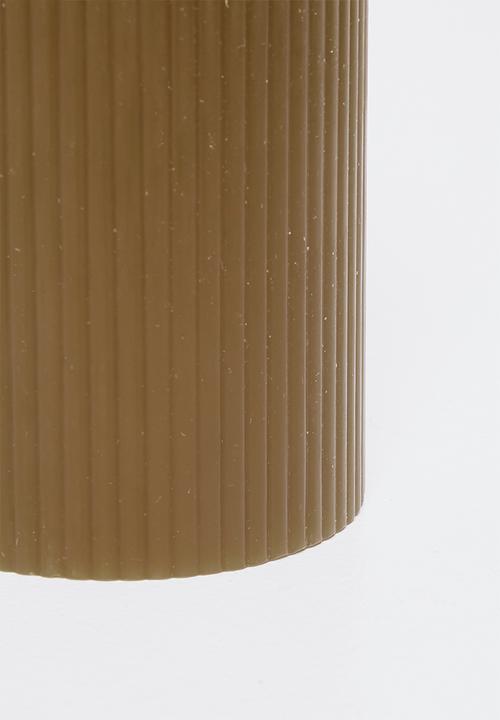 H&S - Roma Ribbed Pillar Candle - Mud