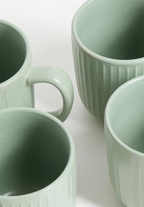 Excellent Houseware - Embossed mug set of 4 - Green