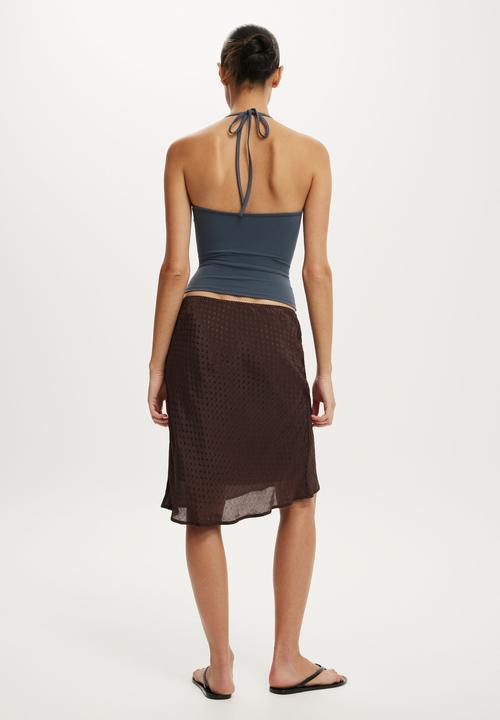 Cotton On - Layla midi slip skirt - dark oak