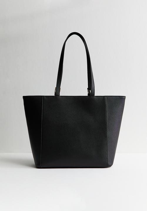 New Look - Saffiano Zip Pocket Tote Bag - Black