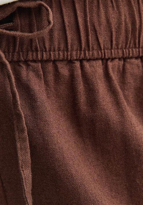 New Look - Clara linen crop trouser - brown