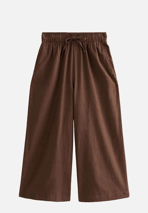 New Look - Clara linen crop trouser - brown