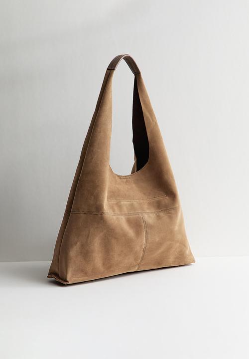 New Look - Osize Suky Suedette Panel Hobo Bag - Camel