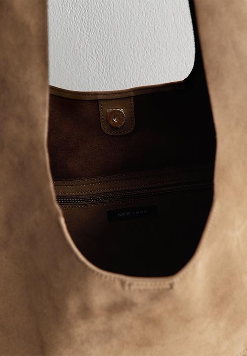 New Look - Osize Suky Suedette Panel Hobo Bag - Camel
