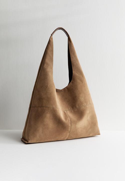 New Look - Osize Suky Suedette Panel Hobo Bag - Camel