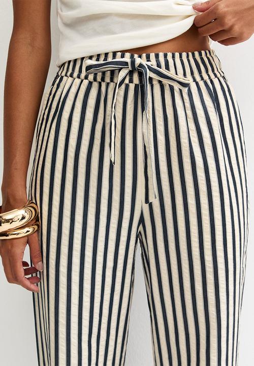 New Look - Stella seer stripe wide leg trousers - navy