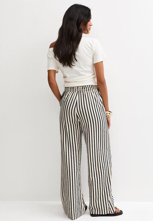 New Look - Stella seer stripe wide leg trousers - navy