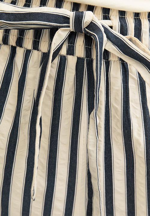 New Look - Stella seer stripe wide leg trousers - navy