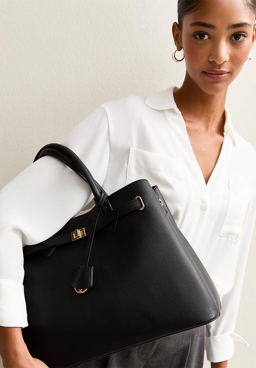 Annie Belted Triple Comp Bag - Black
