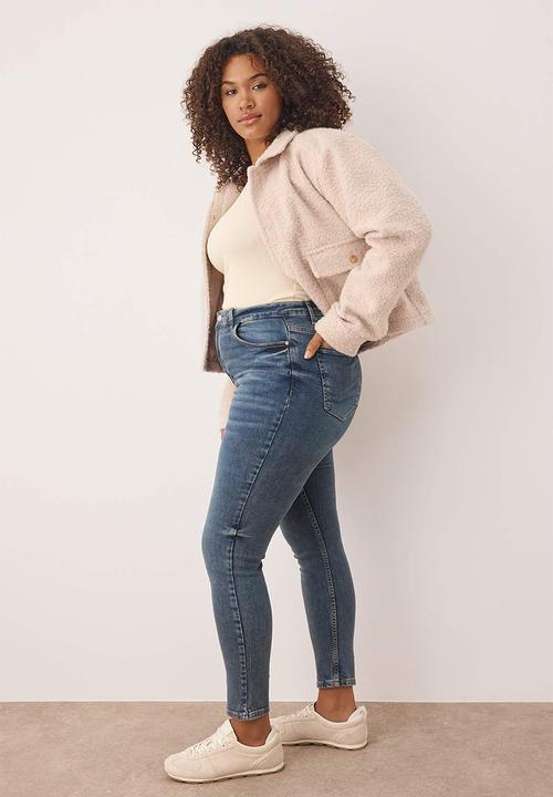 Trendyol - High Waist Stretchy Plus Size Skinny Jeans - Blue