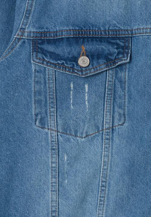 Trendyol - Plus Oversize/Loose Fit Pocket Detailed Denim Jacket - Blue