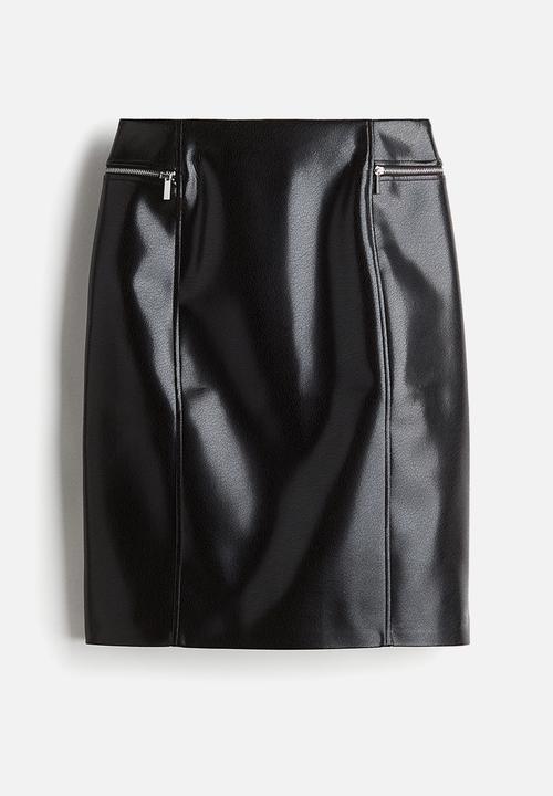 H&M - Coated pencil skirt - black