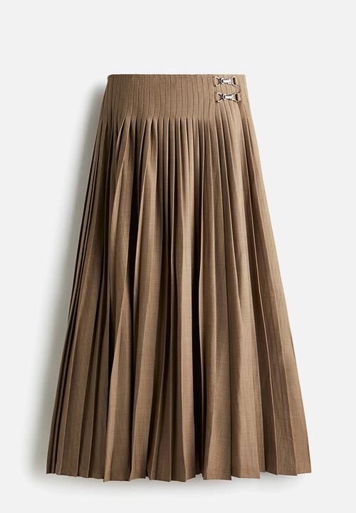 Pleated wrap skirt - beige - 1309680001