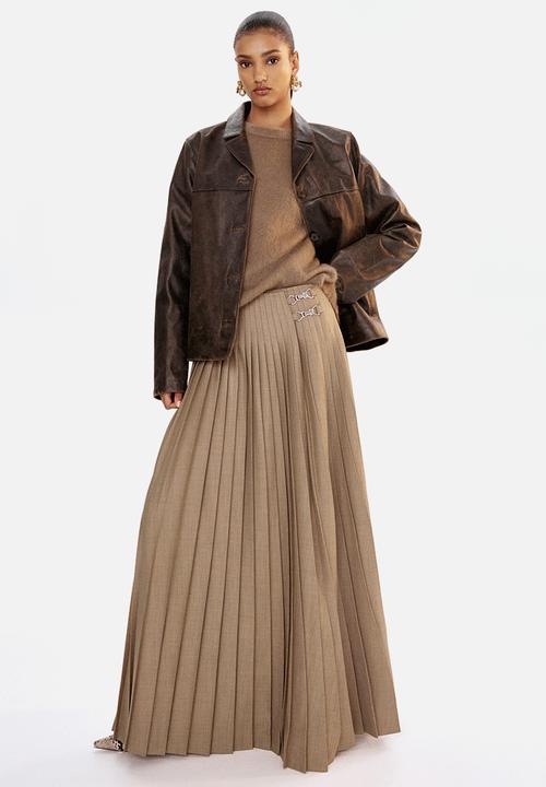 Pleated wrap skirt - beige - 1309680001