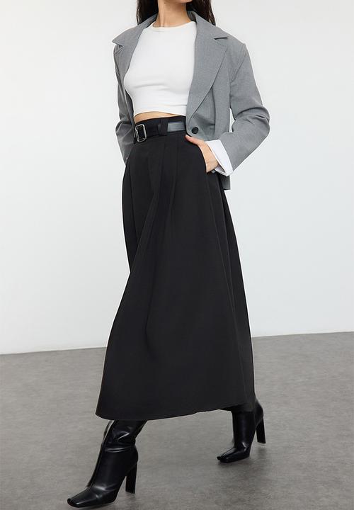 Trendyol - Pleated Maxi Length Woven Skirt - Black