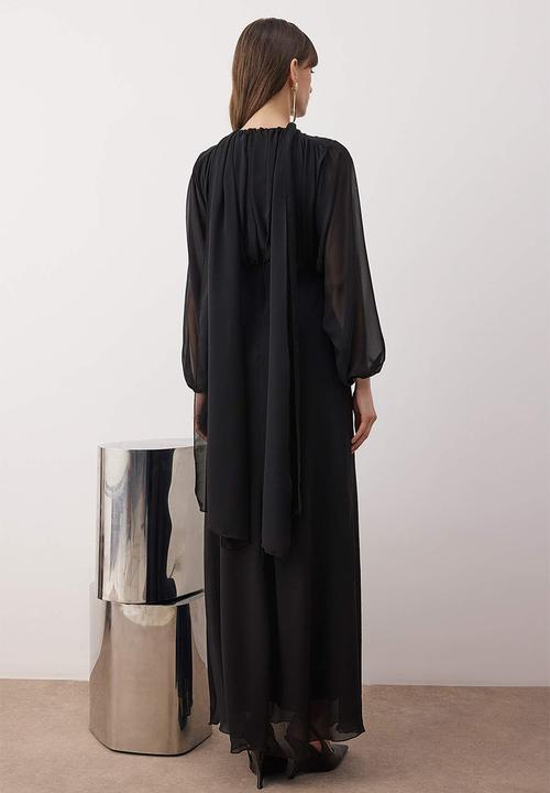 Trendyol - Shawl Detail Woven Chiffon Dress - Black