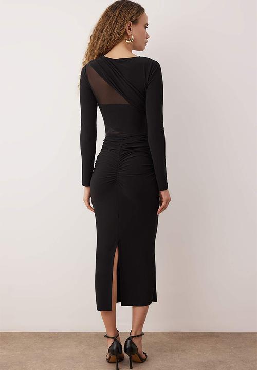 Trendyol - Bodycon Knitted Midi Lined Dress - Black