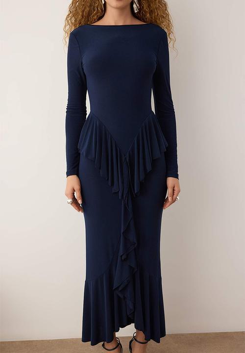 Trendyol - Plain Sandy Maxi Dress - Navy Blue