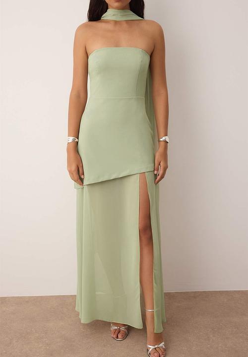 Trendyol - Shawl Detailed Woven Maxi Dress - Mint
