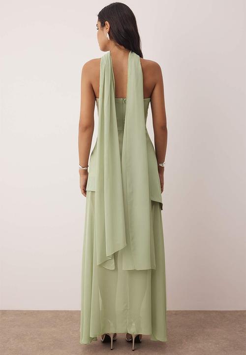 Trendyol - Shawl Detailed Woven Maxi Dress - Mint