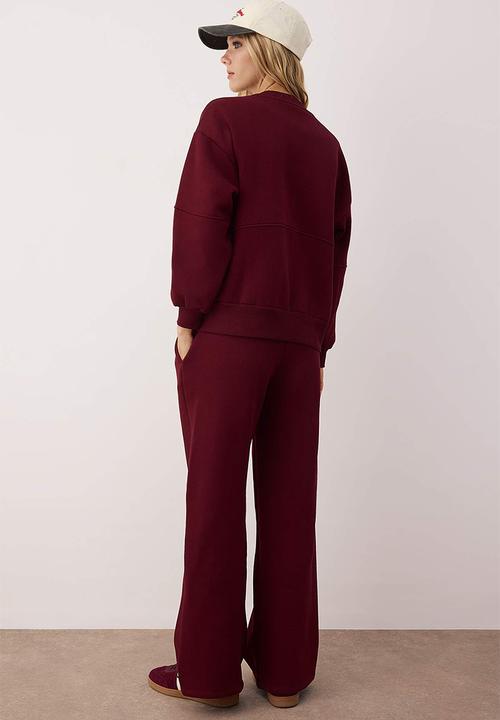 Trendyol - Knitted Tracksuit Set - Burgundy