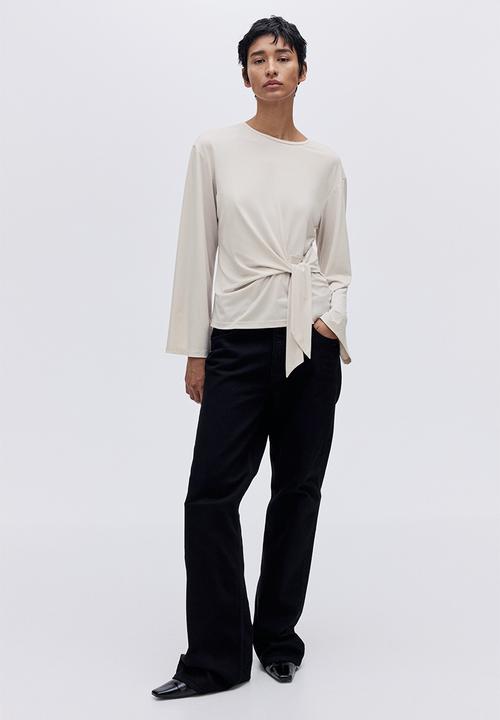 H&M - Tie-detail top - light beige