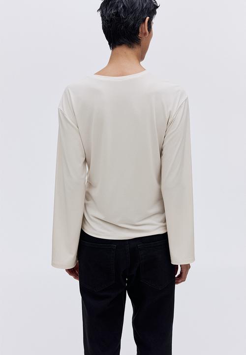 H&M - Tie-detail top - light beige