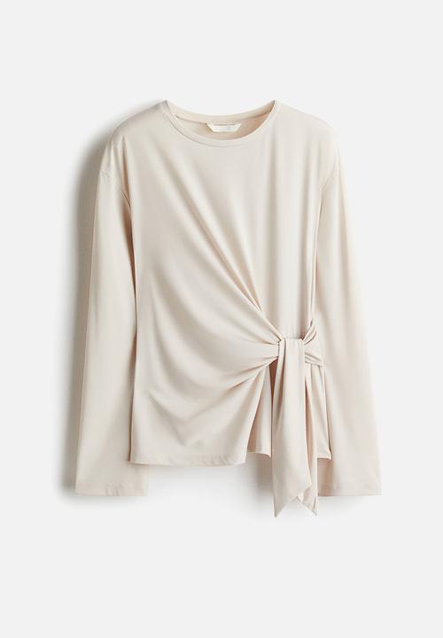 H&M - Tie-detail top - light beige