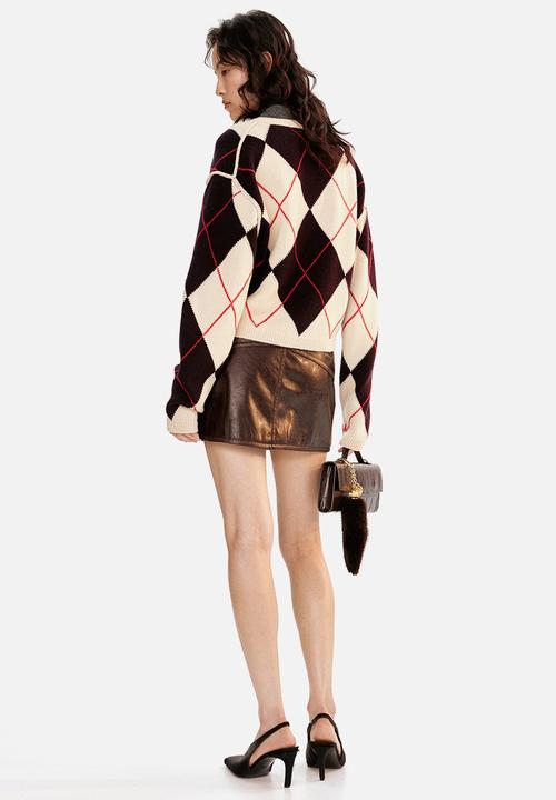 H&M - Jacquard-knit wool jumper - light beige argyle pattern