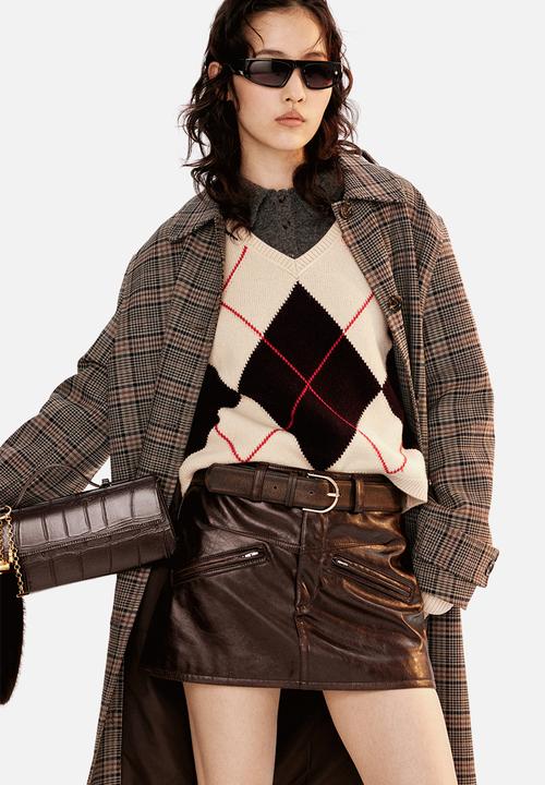 H&M - Jacquard-knit wool jumper - light beige argyle pattern