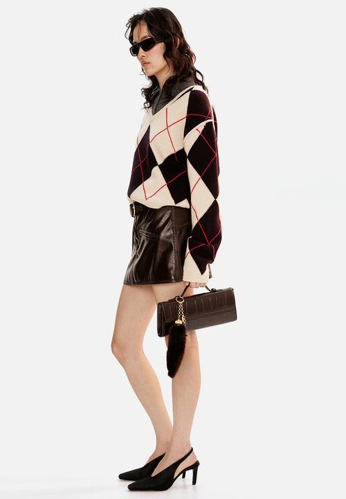 H&M - Jacquard-knit wool jumper - light beige argyle pattern