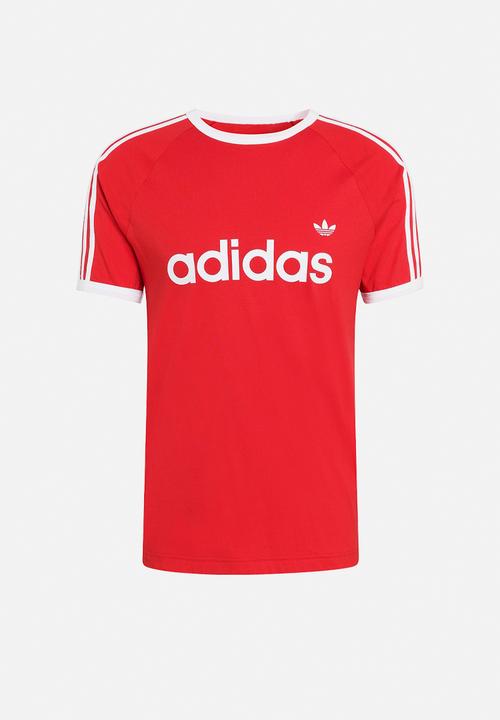 adidas Originals - 3-STRIPES Slim Ringer Tee - Red