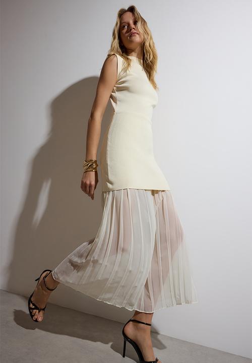 Trendyol - Tulle Maxi Knitwear Long Dress - Ecru