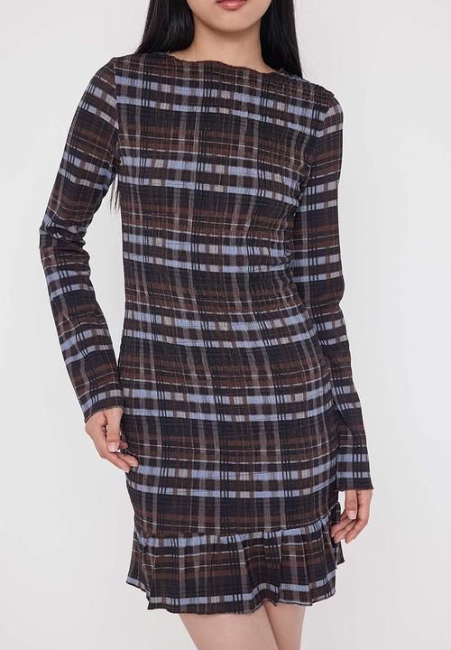 Trendyol - Bodycon Mini Knitted Dress - Brown