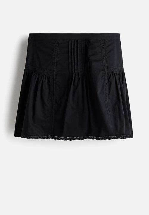 H&M - Pintucked cotton mini skirt - black
