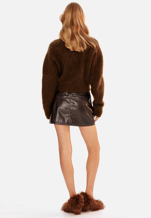 H&M - Mohair-blend zip-through cardigan - dark brown
