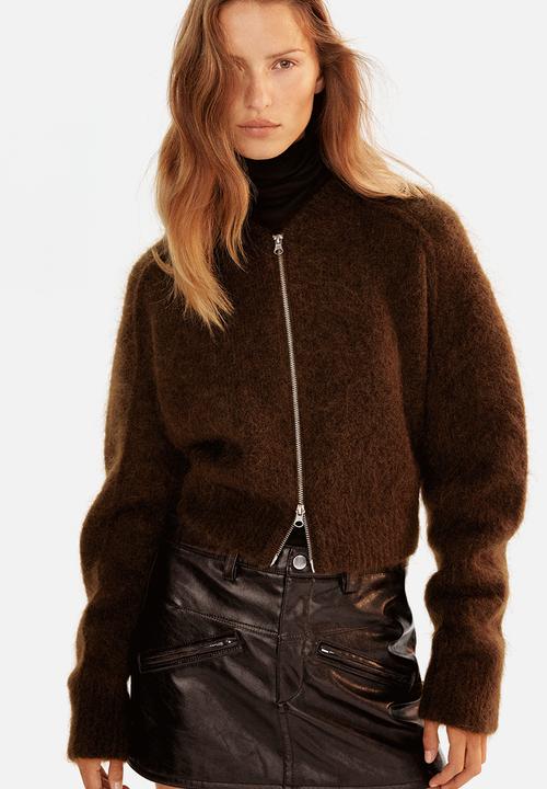 H&M - Mohair-blend zip-through cardigan - dark brown