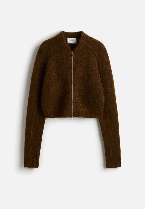 H&M - Mohair-blend zip-through cardigan - dark brown