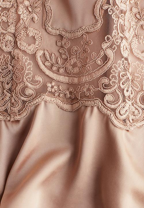 H&M - Lace-inset satin strappy top - beige