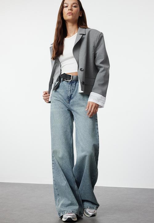 Trendyol - Wide Leg Palazzo Jeans - Blue