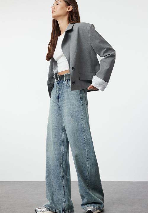 Trendyol - Wide Leg Palazzo Jeans - Blue
