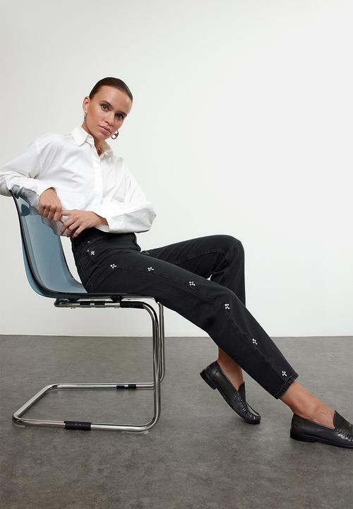 Trendyol - High Waist Mom Jeans - Black Stone