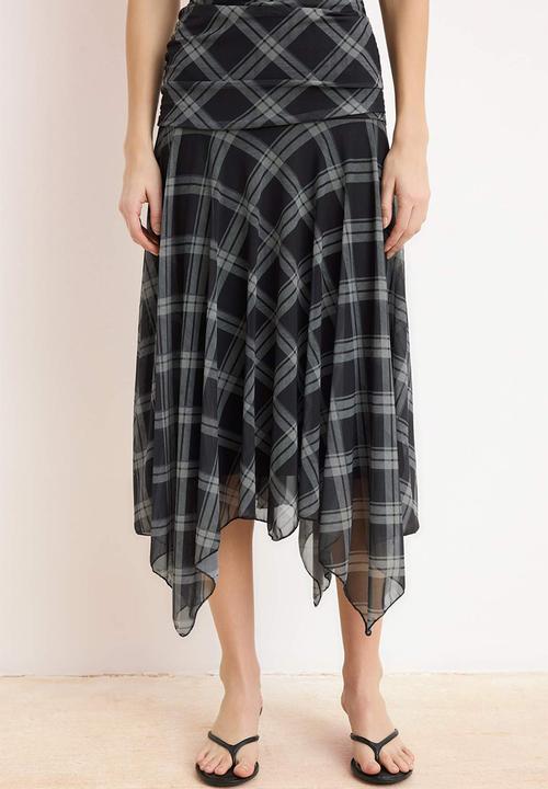 Trendyol - Skater Asymmetrical Knitted Skirt - Multicolor