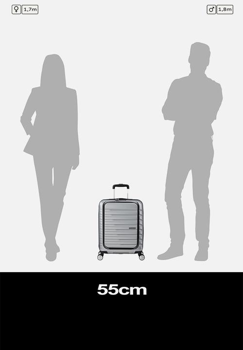 American Tourister - AT FLASHLINE SPINNER 55CM FRONTLOADER SKY SILVER