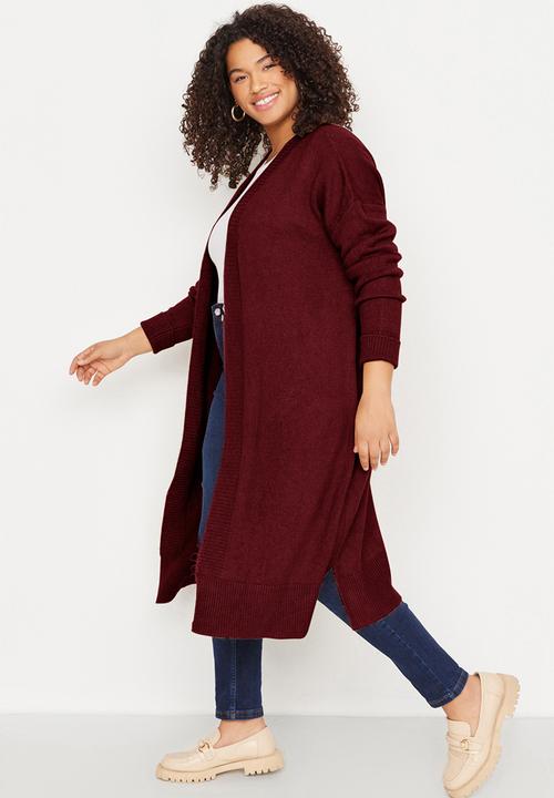 Trendyol - Oversize Loose Fit Knitwear Cardigan - Plum
