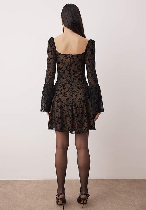 Trendyol - Sweetheart Neckline Lace Short / Mini Dress - Black