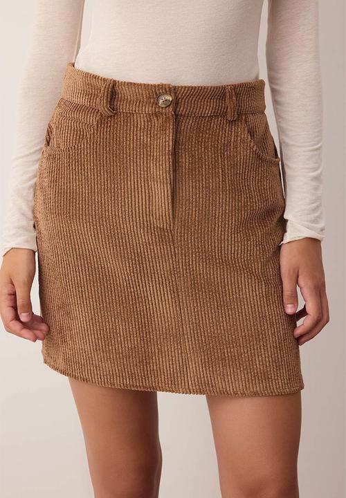 Trendyol - Corduroy Mini Pencil Skirt - Brown
